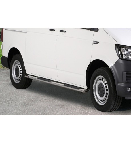 Pedane laterali acciaio inox lucido ovale VW Transporter T6 1 SWB dal 2019