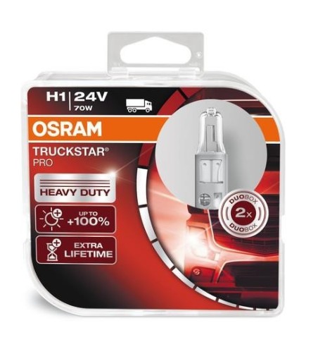 Coppia lampade alogene H1 24V 70W P14 5s 3200K Osram Truckstar Pro