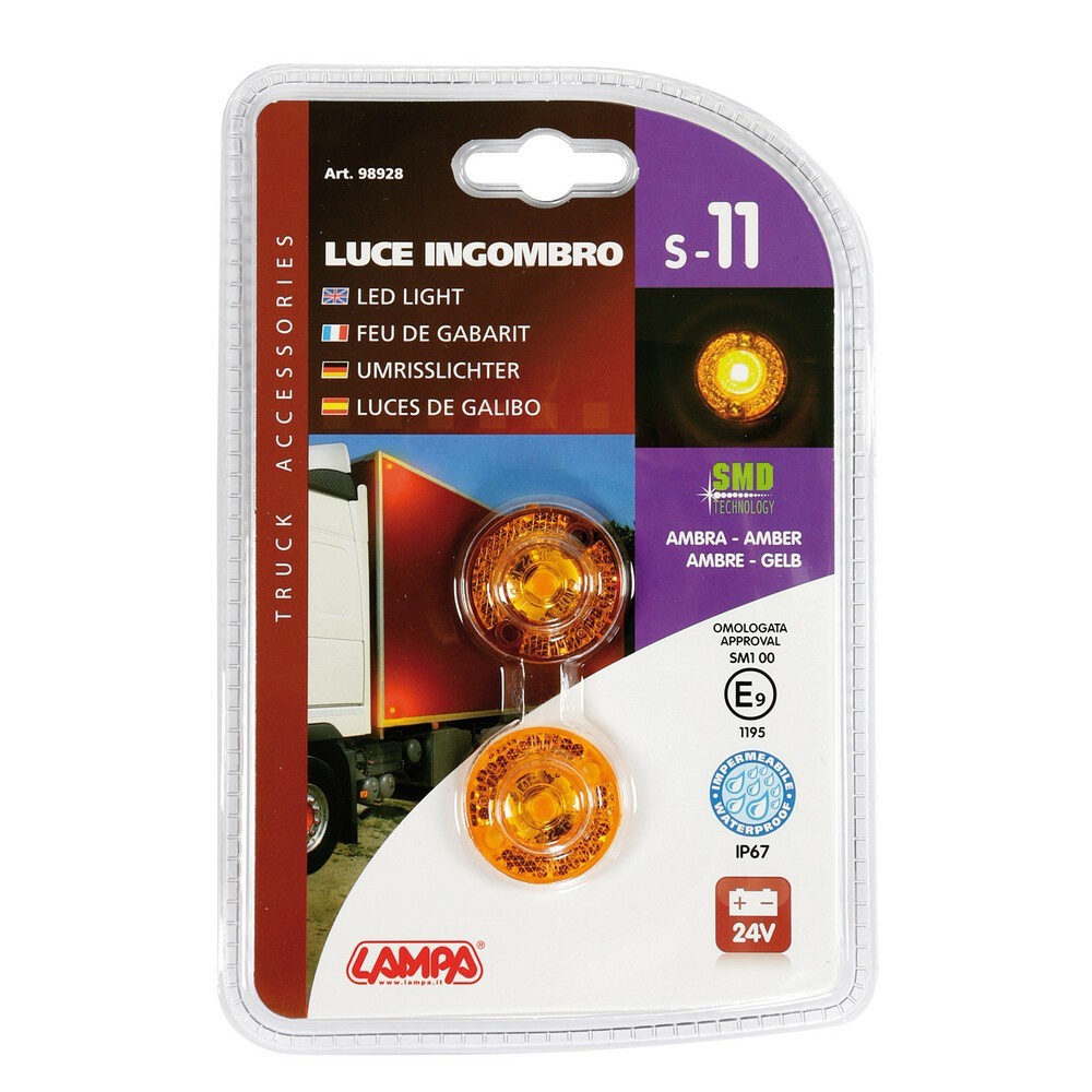 Fanalino Ingombro Arancio A 6 Led 12/24V Camion - Rimorchio