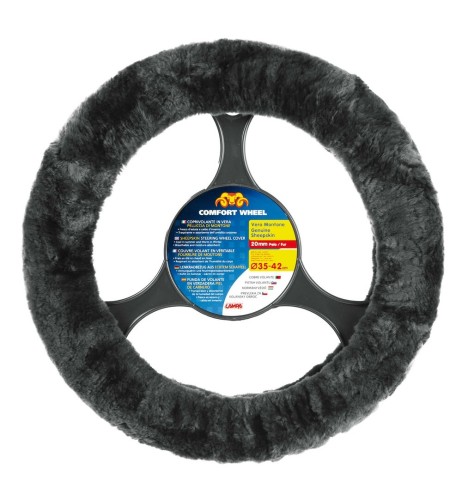 Coprivolante elasticizzato in vera pelliccia di montone 36 42cm Antracite