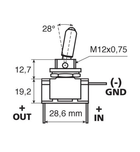 Interruttore a leva 2 contatti auto tuning LED BLU 12V 20A