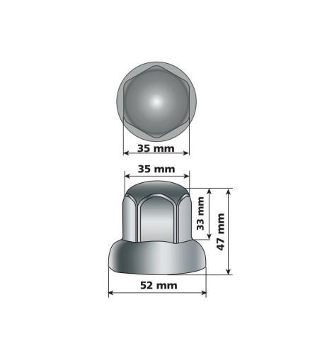 Set 10 copribulloni ruota camion in Acciaio Inox lucidato diametro 32mm