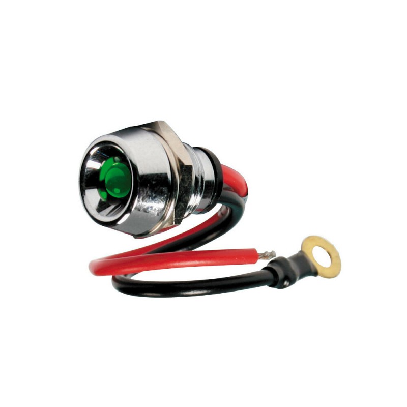 Spia a LED 12V moto scooter auto tuning colore VERDE foro 11 2mm