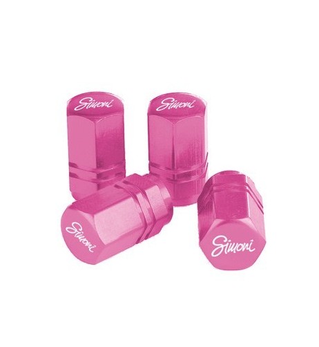 Set 4 cappucci coprivalvola rosa ruote auto Simoni Racing CAPS2 P