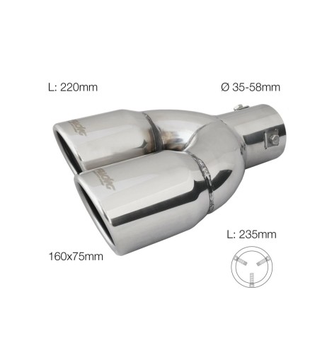 Terminale scarico universale inox tondo doppio inclinato 35 58mm left