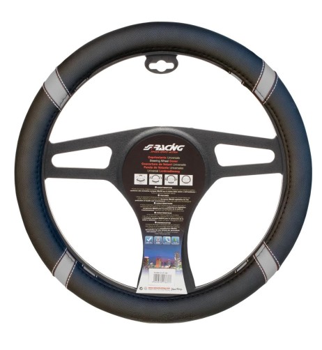 Coprivolante auto diametro 37 39cm Simoni Racing eco pelle nera inserti gri