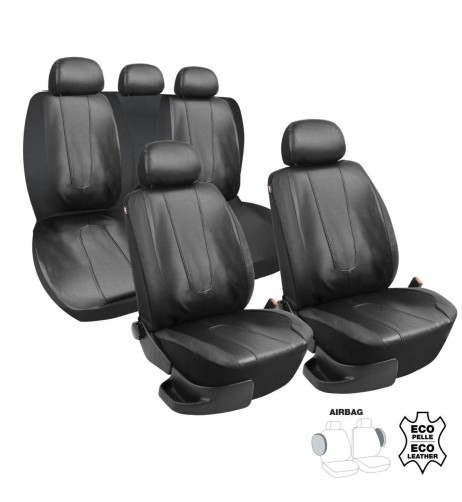 Set completo coprisedili universali Simoni Racing Type B eco pelle nera