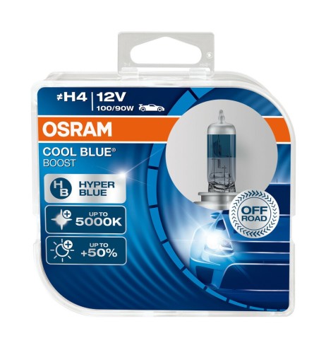 Coppia lampade alogene H4 12V 100 90W 5000K Osram Cool blue boost