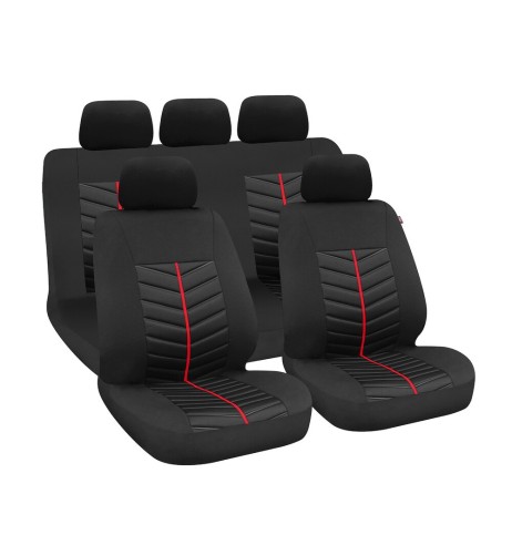 Set fodere coprisedili universali auto Rapid Nero Rosso