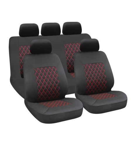 Set fodere coprisedili universali imbottiti auto Hive Nero Rosso