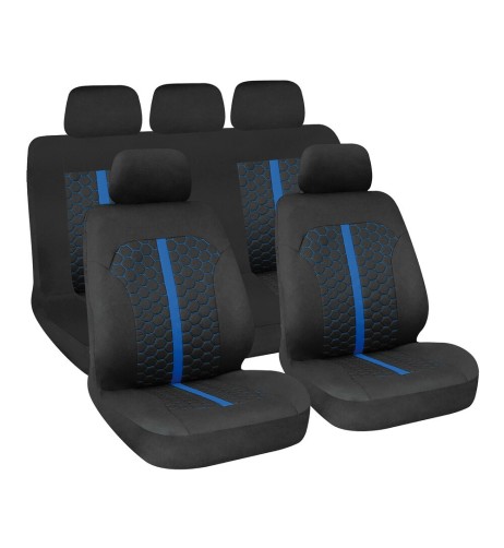 Set fodere coprisedili universali imbottiti auto Stinger Nero Blu