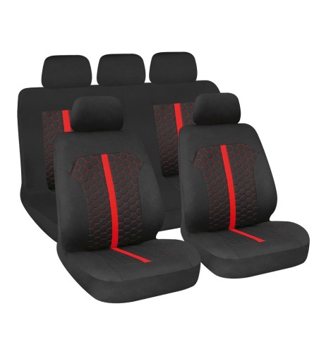 Set fodere coprisedili universali imbottiti auto Stinger Nero Rosso