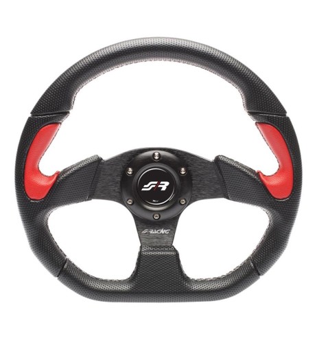 Volante sportivo Eco Pelle nero rosso 330mm Simoni Racing Poly X2