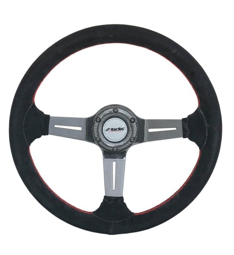 Volante sportivo camoscio e razze in carbonio 350mm Simoni Racing Carlos