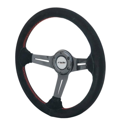 Volante sportivo a calice camoscio e razze in carbonio 350mm Simoni Racing 