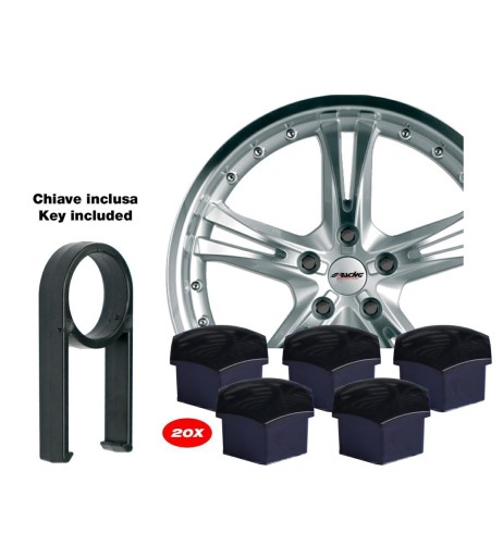 Set 20 copribulloni universali NERO 19mm ruote Simoni Racing