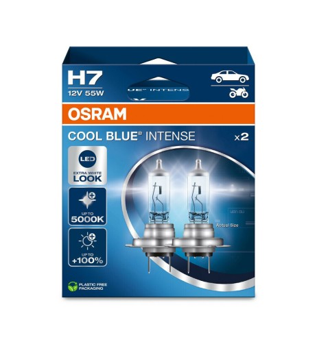 Coppia lampade alogene H7 12V 55W PX26d 5000K Osram Cool Blue Intense