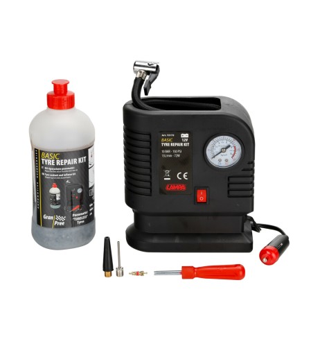 Kit riparazione pneumatici con compressore 12V