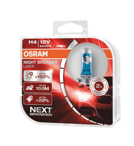 Coppia lampade alogene H4 12V 60 55W Osram Night Breaker Laser Next Generat