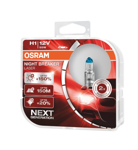 Coppia lampade alogene H1 12V 55W Osram Night Breaker Laser Next Generation